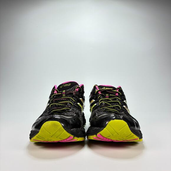ASICS Gel Nimbus 14 Black Neon Green Trainers Running Shoes T291N Women's Size 9 - Picture 2 of 10